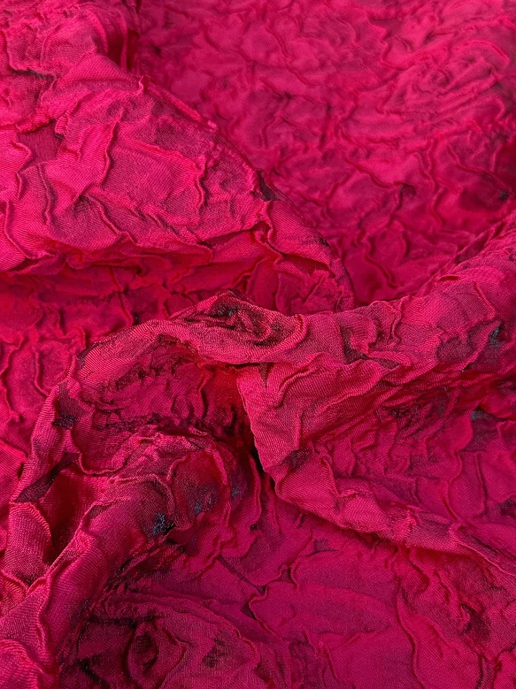 

Original Sculpted Emed Fabric for Dres ow Stop 3D Texture Floral Pattern Polyester Fiber Home Fabric