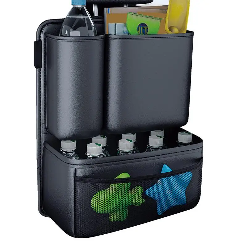 

Back Seat Car Trunk Hanging Storage Bag Organizer With 4 Pockets Leather Waterproof Multi-pocket Car Trunk Storage Bag Organizer