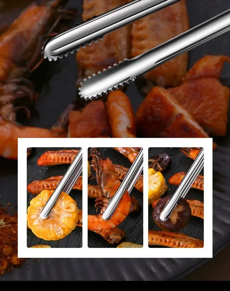 Stainless Steel Barbecue Clip 304 Food Grade Multipurpose Barbecue Grill Tongs Grippers for Picnic Meat BBQ Cooking Gadgets