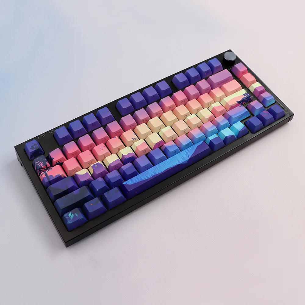 124 Keys Purple Environment Keycaps Set Cherry Profile Side Backlit Keycap PBT Dye Sub Purple Dream Key Cap For MX Keyboard
