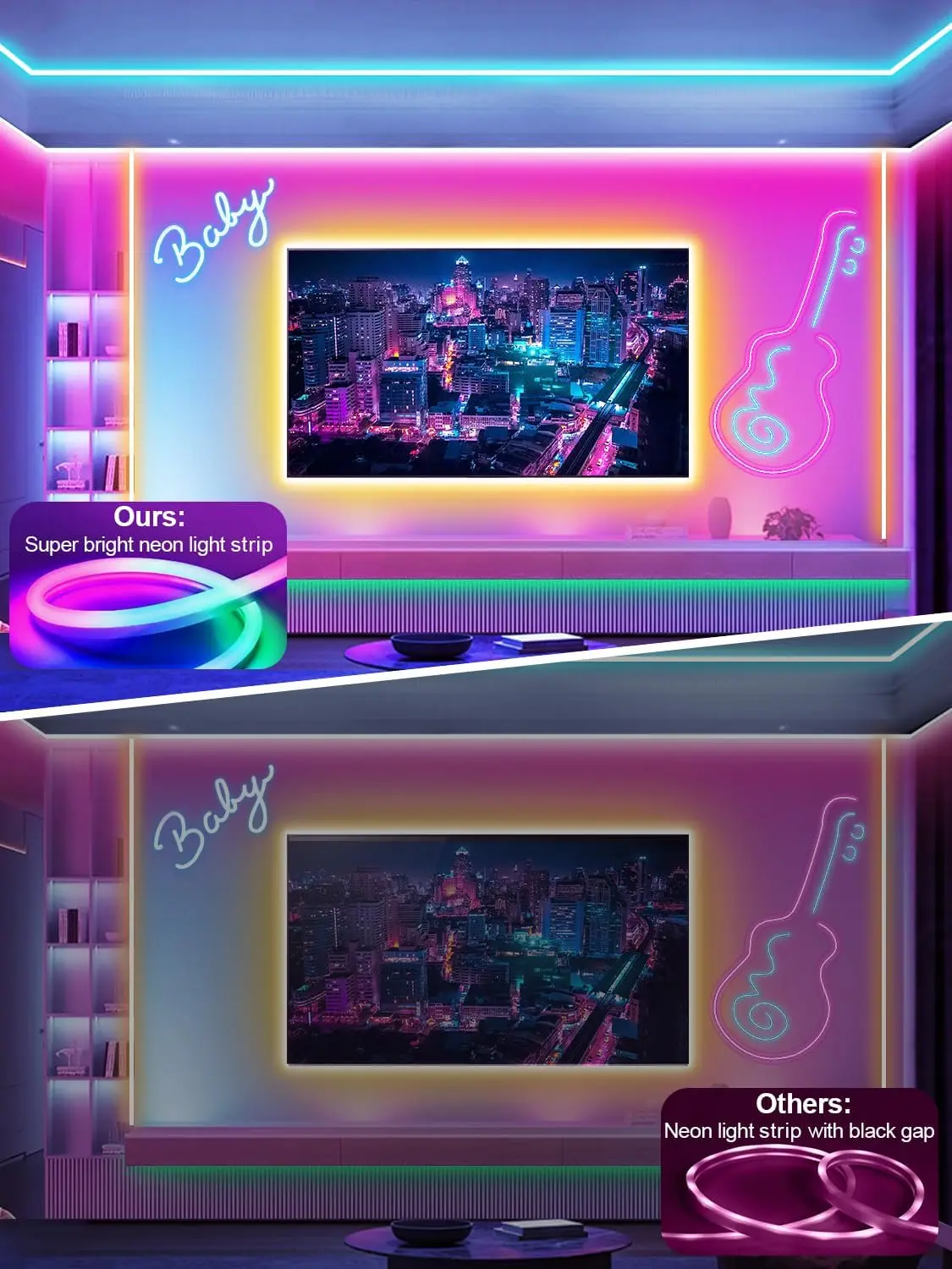 100FT Music Sync RGB LED Neon Rope Lights with Remote & App Control, Waterproof Outdoor Strip for Bedroom, Party Decor