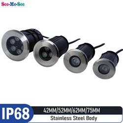 IP68 Diameter 75MM 42MM 52MM 62MM 1W 3W 6W Waterproof  Swimming Pool Fountains Pond Garden Spot Lamp LED Underwater Light