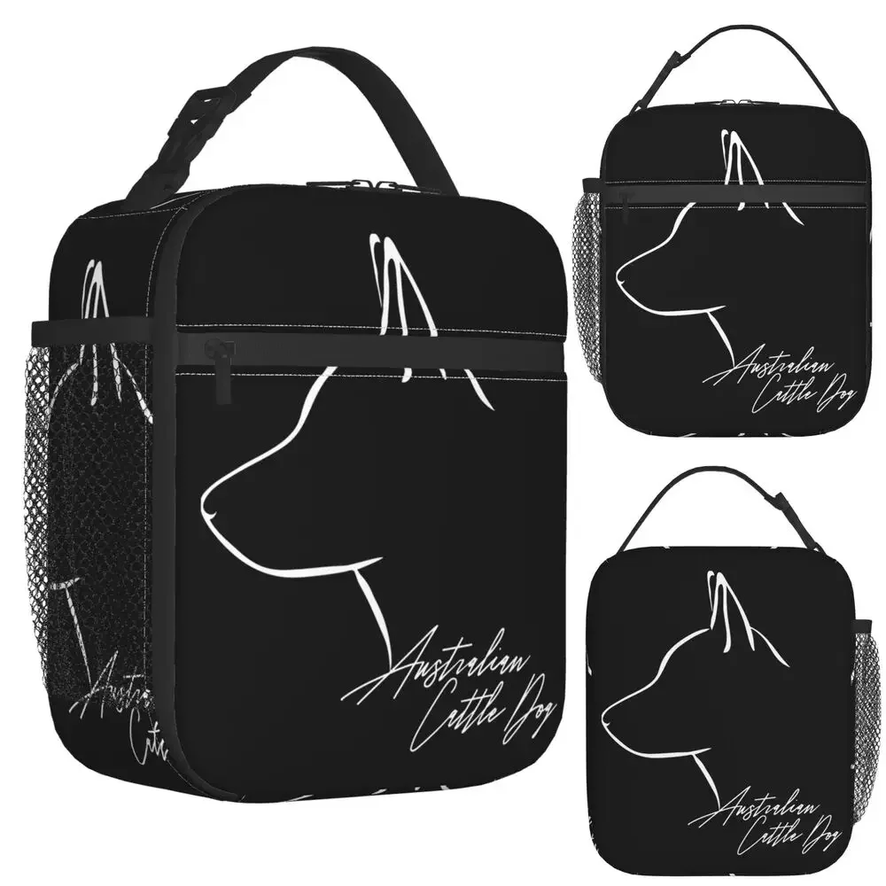 Australian Cattle Dog Dog Mom Profile Insulated Lunch Bag for Women Children Leakproof Food Boxes Thermal Lunch Box Tote