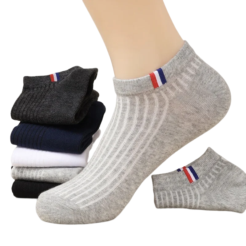 Men Cotton Short Socks Breathable Mesh Man Sport Socks Casual Ankle Sock Spring Summer Thin Black White Non-slip Boat Sox