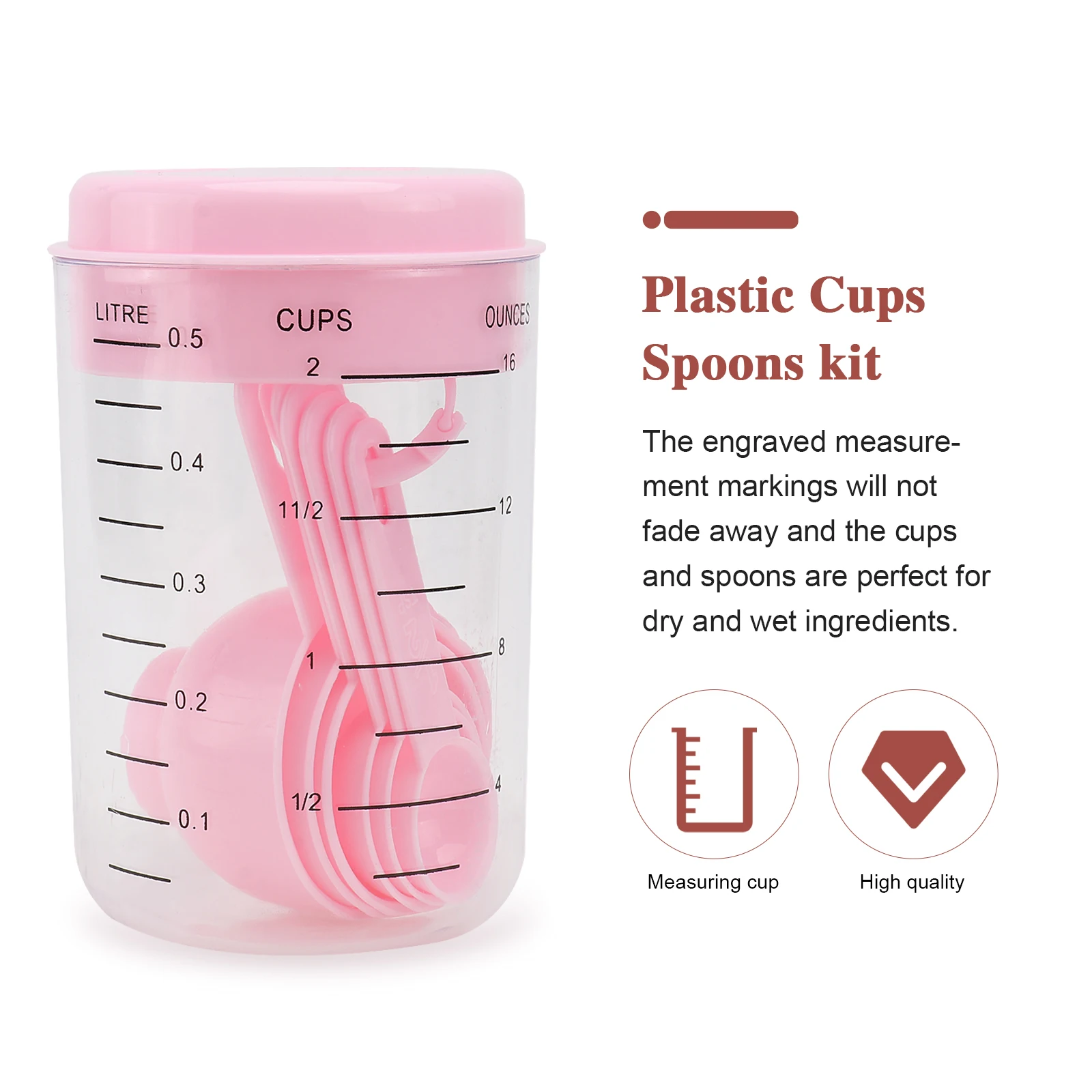 

14Pcs Measuring Cups and Spoons Set Kitchen Cooking Tool Precision Graduated Plastic Baking Measurement Kit for Wet Dry