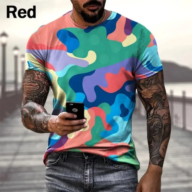 Summer Fashion Colorful T-shirts Casual Hip Hop Harajuku Style T-Shirts Men\'s Street Personality Cool T-Shirts