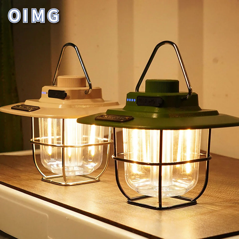 

Retro Camping Lantern LED Camping Light Stepless Dimmable Hanging Tent Lamp Waterproof Emergency Light for Outdoor Power Bank R