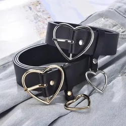 1 Pcs Leather Wide Belt for Women Gold Love Buckle Pin Jeans Black Luxury Brand Ladies Vintage Strap Female Waistband
