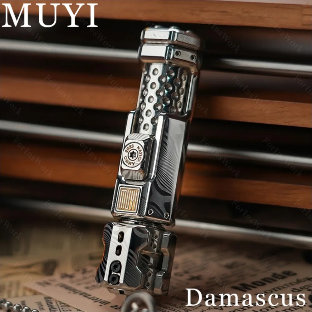 Stock MUYI Damascus VIP Special Materials Push Slider EDC Adult Stress Relief Metal Toys