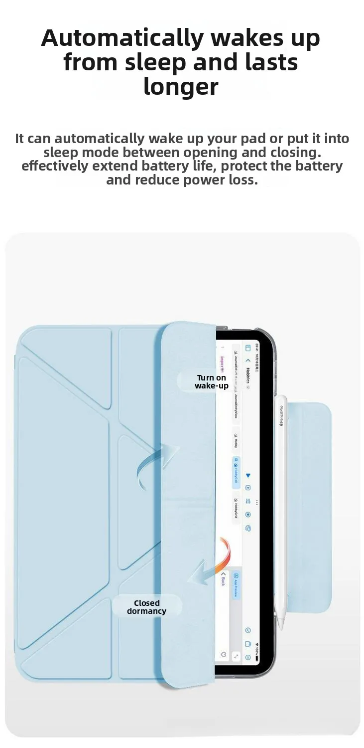 Y-Fold PC-Hülle für iPad Pro 11 Mini 6 10.2 10.9 mit Auto-Wach-/Schlaf-Funktion Stoßfeste Hartschale – Detail 8
