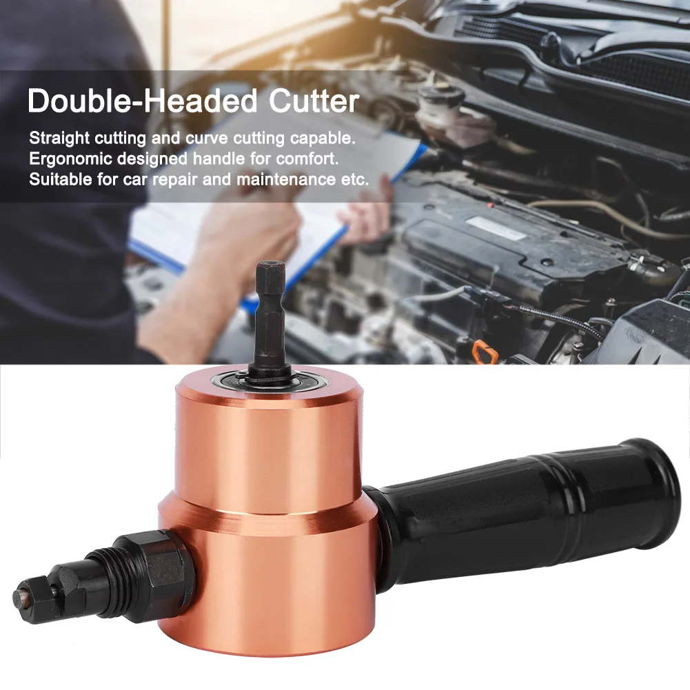 Grignoteuse de tôle à tête à double étirement, outil de coupe de perceuse électrique, accessoire de perceuse électrique, grignoteuse de tôle à tête à double étirement