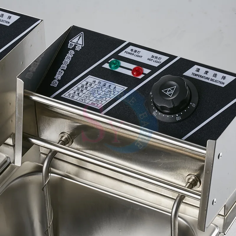 Freidoras eléctricas comerciales 6L tamiz de un solo cilindro sartén eléctrica máquina de pollo frito