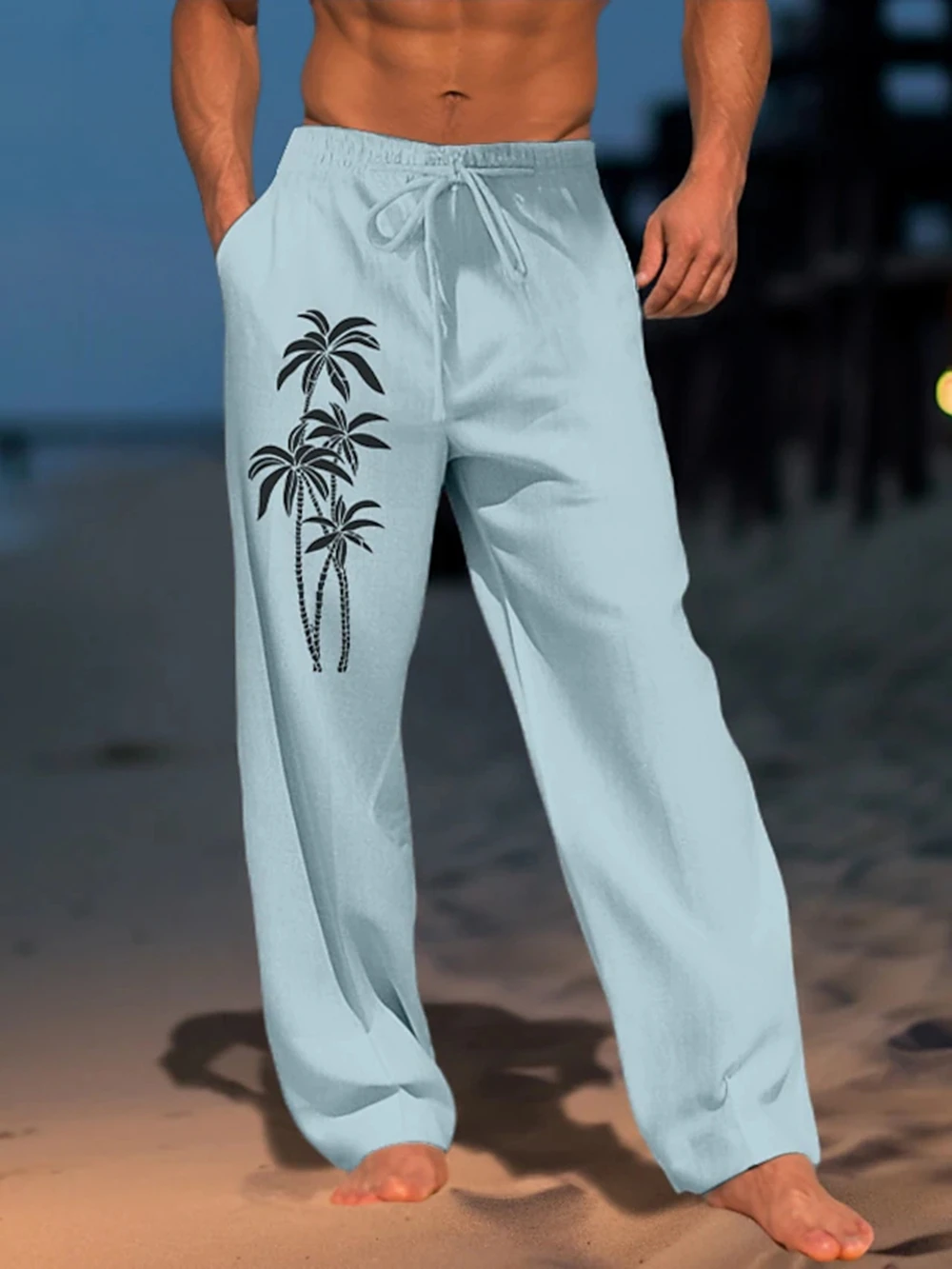 Coconut Tree Graphic 3D Prints Streetwear Hawaiian Designer Men's Trousers Summer Pants Beach Pants Drawstring Casual Trousers