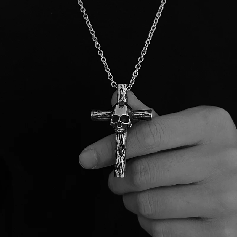 دروبشيبينغ الصليب قلادة مع الجمجمة قلادة الحيوان قلادة اكسسوارات المسيحية القوطية اكسسوارات بالجملة رجل هدية
