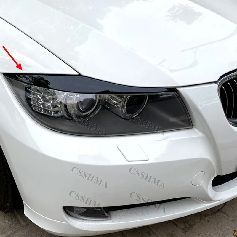 Headlight Eyebrow Trim Fit For BMW 3 Series E90 E91 320i 330i 2005-2012 Front Lamp Eyelid Sticker Exterior Mod