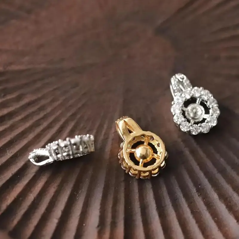 

1PCS 14x10mm 14K Gold Color High-end Zircon Micro-inlaid Round Empty Bracket Pendant DIY Bracelet Handmade Charm Accessorie