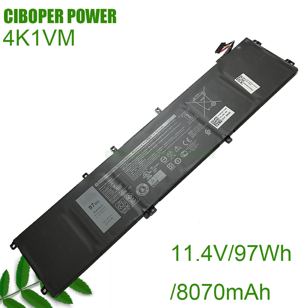 CP Original Laptop Battery 4K1VM 11.4V 97Wh V0GMT 56Wh  For Vostro 15 7500 XPS G7 17 7700 P46E  XYCW0 NCC3D 0NCC3D W62W6 0W62W6