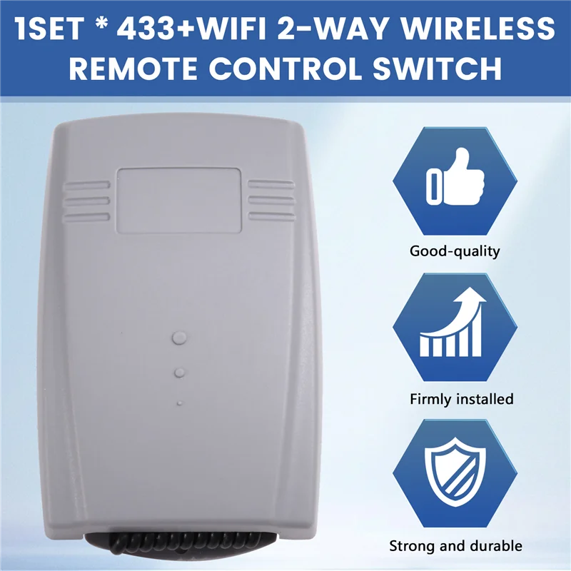 

ELECT-Tuya WIFI Garage Door Opener Controller Switch 2Ch 433Mhz Universal Fixed Rolling Code For Multi Brand Use