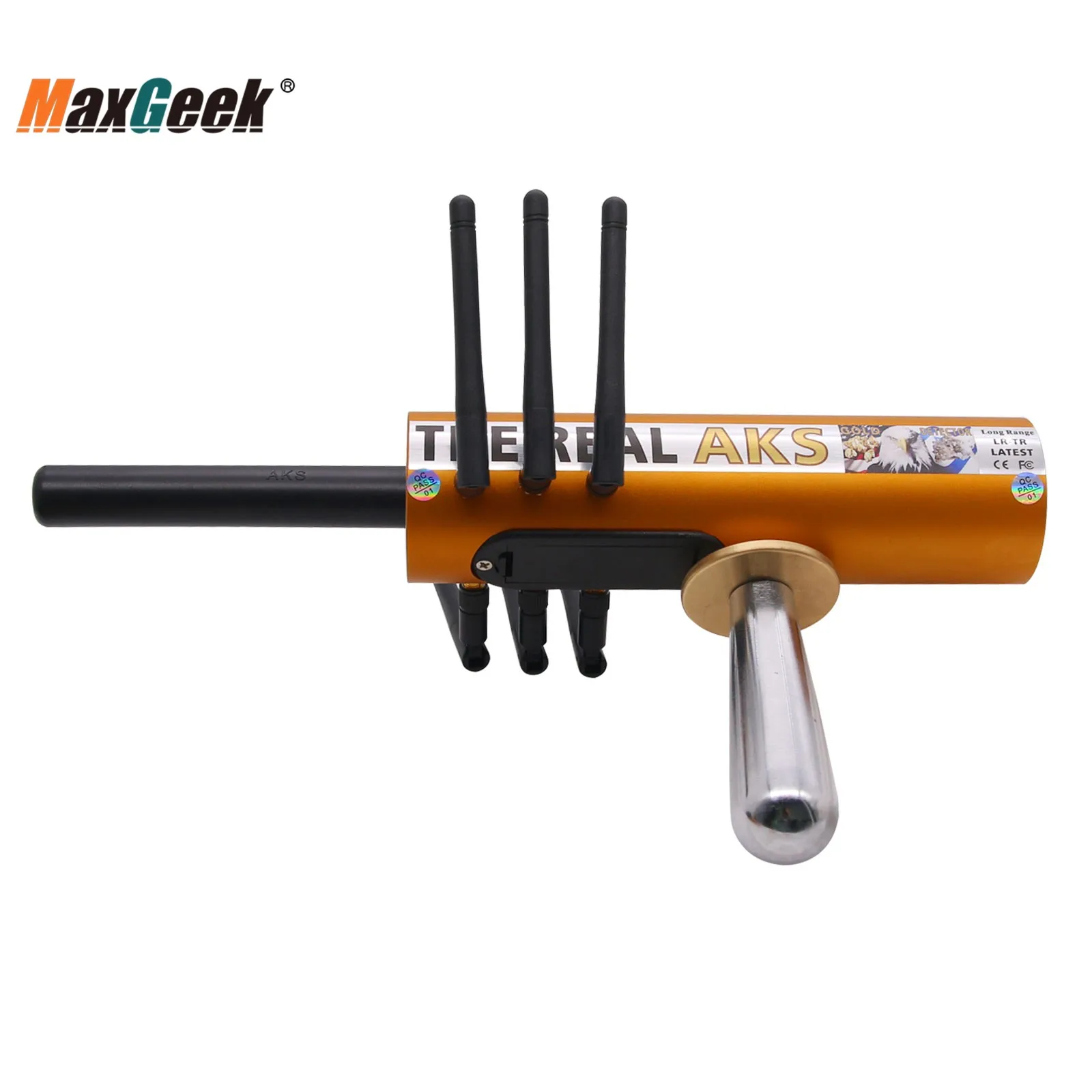 Maxgeek The Real AKS Gold Long Range Metal Detector Gold Detector Golden 6 Antennas Plastic Case for Gold Silver + Filter