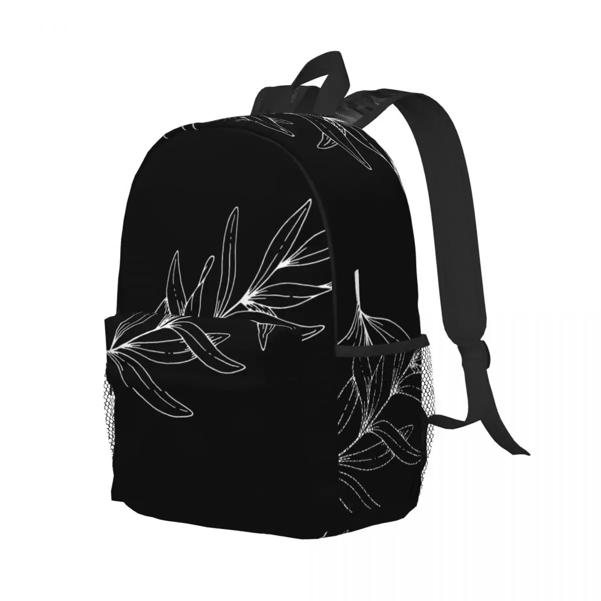 Leaf Design Black And White Collection 2 Backpacks Teenager Bookbag Cartoon Children School Bags Travel Rucksack Shoulder Bag