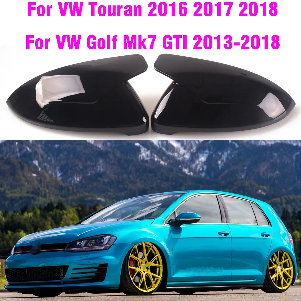 

Rearview Mirror Cover Cap Bright Black For VW Golf VII MK7 GTI 2014 2015 2016 2017 2018 Touran