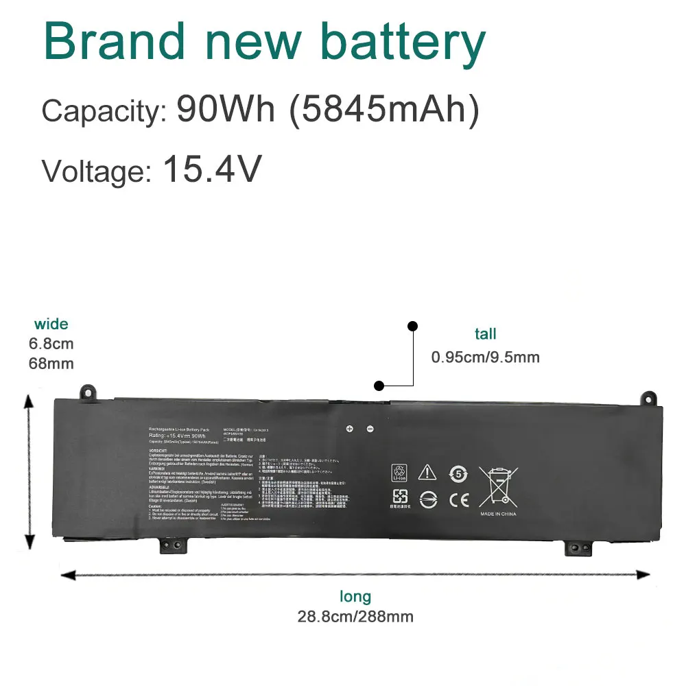 C41N2013 Laptop Battery 15.4V 90Wh For ASUS ROG Strix G513 G713 G533 G733 GA503 GU603 Zephyrus GA503QM GU603 TUF FA507 FX507