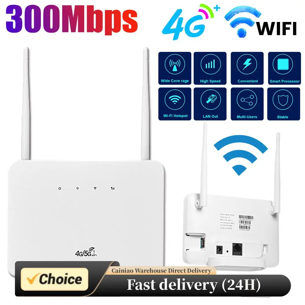 

Wireless 4G LTE Router 300Mbps CPE WiFi Router Modem External Antenna Network Expander Outdoor Mobile Hotspot with Sim Card Slot