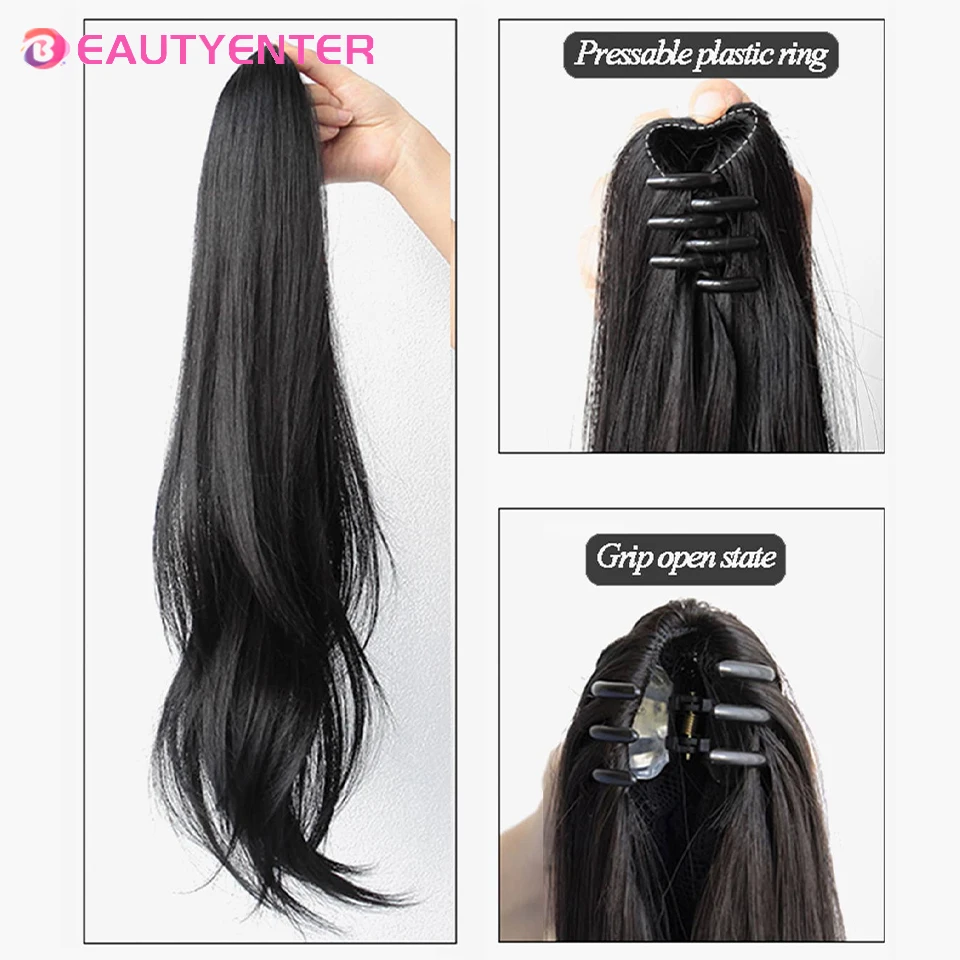 Wig ponytail grip style micro curly long straight ponytail wig high ponytail net red female micro curly ponytail wig braid