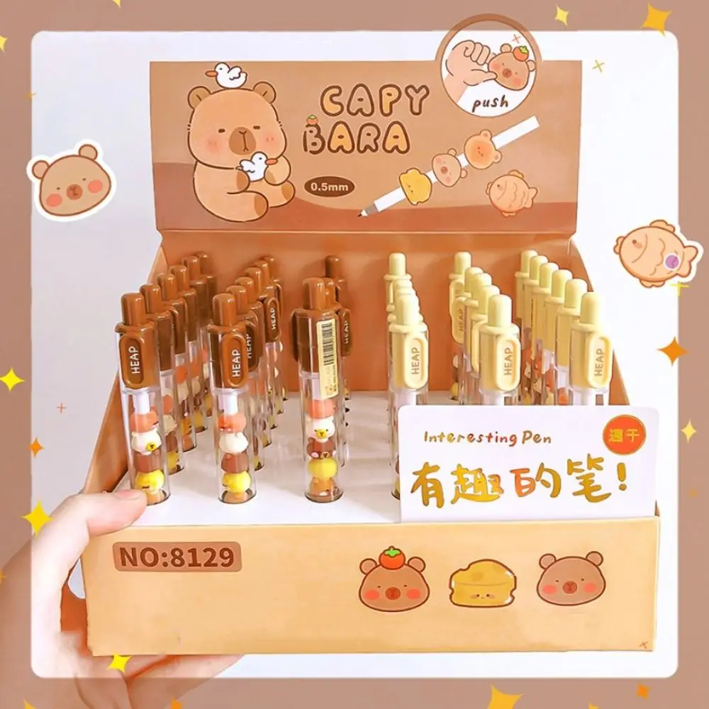 Creative ที่น่าสนใจ Capybara เจลปากกา Kawaii ความงามน่ารักลูกปัดปากกาเขียนหมึกสีดํา 0.5 มม.ปากกาเจล Office SUPPLY