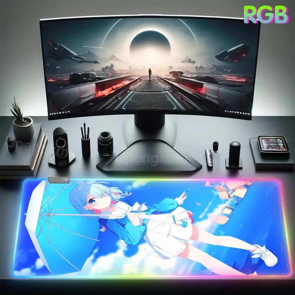 Arona B_blue A_archive Mouse Pad Gabinete Pc Gabinete Gamer Pc RGB Rubber Mouse Pad Large Rug LED Lamp Expansion pad