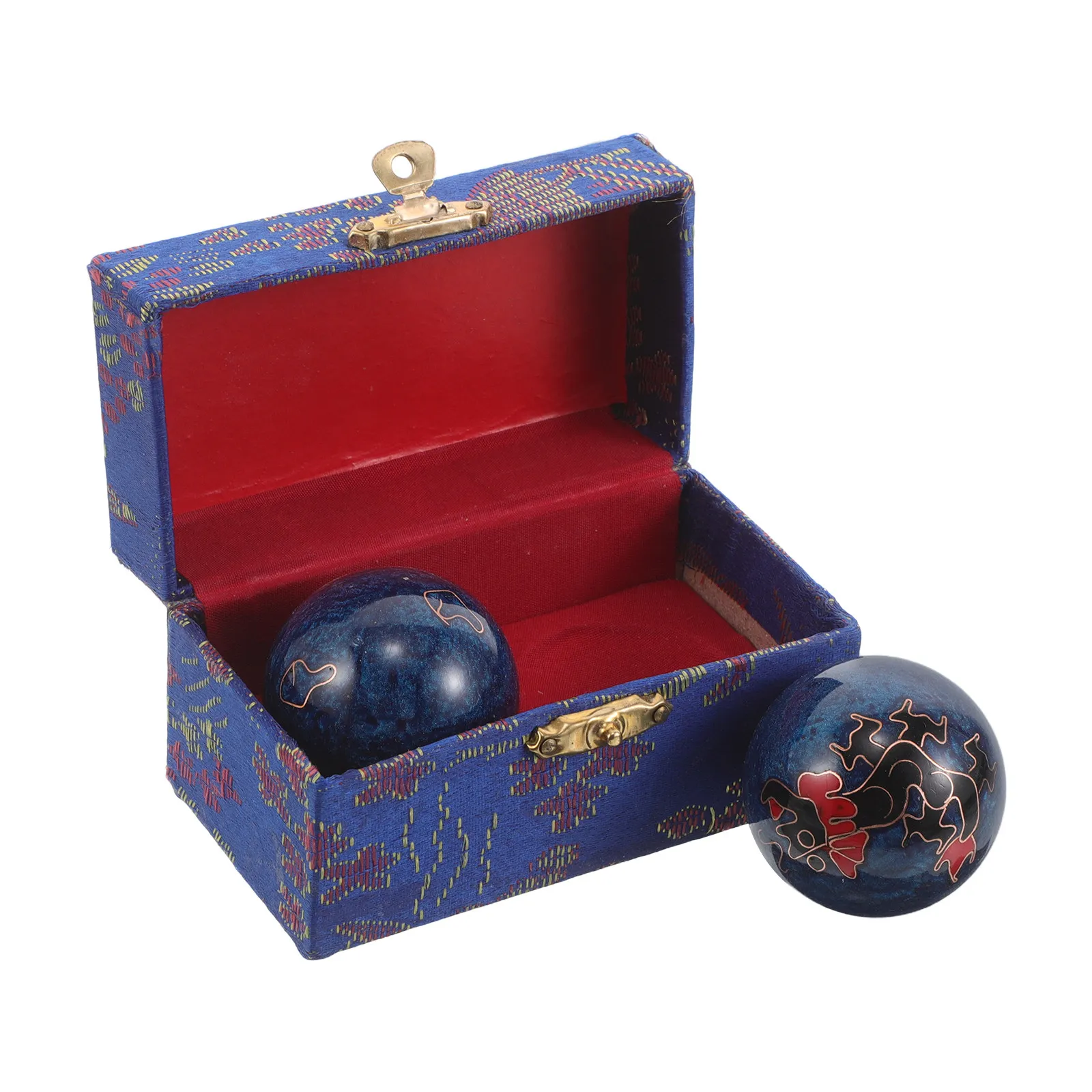 2Pcs Massage Balls Enamel Dragon Pattern Blue Chinese Exercise Balls Hand Therapy Strength Tools Office Stress Relief Baoding