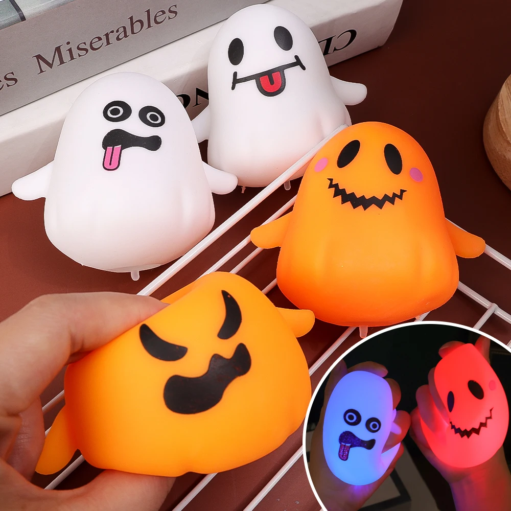 1/2/4pcs New Cute Ghost Glow Toys Squeeze Slow Rebound Ghost Action Figure Pranks A Children's Decompression Toy Halloween Gifts