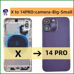 Housing For iPhone X To 14 Pro Big camera High Quality Back Cover With Middle frame Chassis  Battery Case Replace x like 14pro