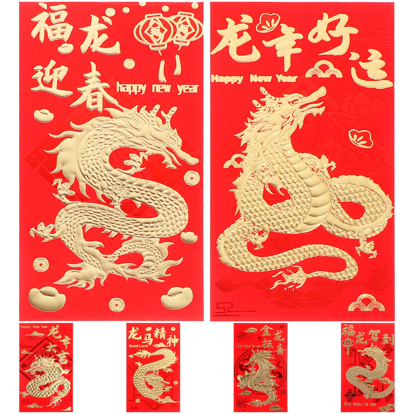 

30Pcs Paper Red Envelopes with Auspicious Prints Chinese New Year Money Pockets for Gift and Celebration Use Red Envelopes