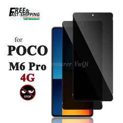 Anti Spy Screen Protector For POCO M6 Pro 4G Xiaomi, Tempered Glass Privacy Peep Scratch 9H Case Friendly High Aluminum