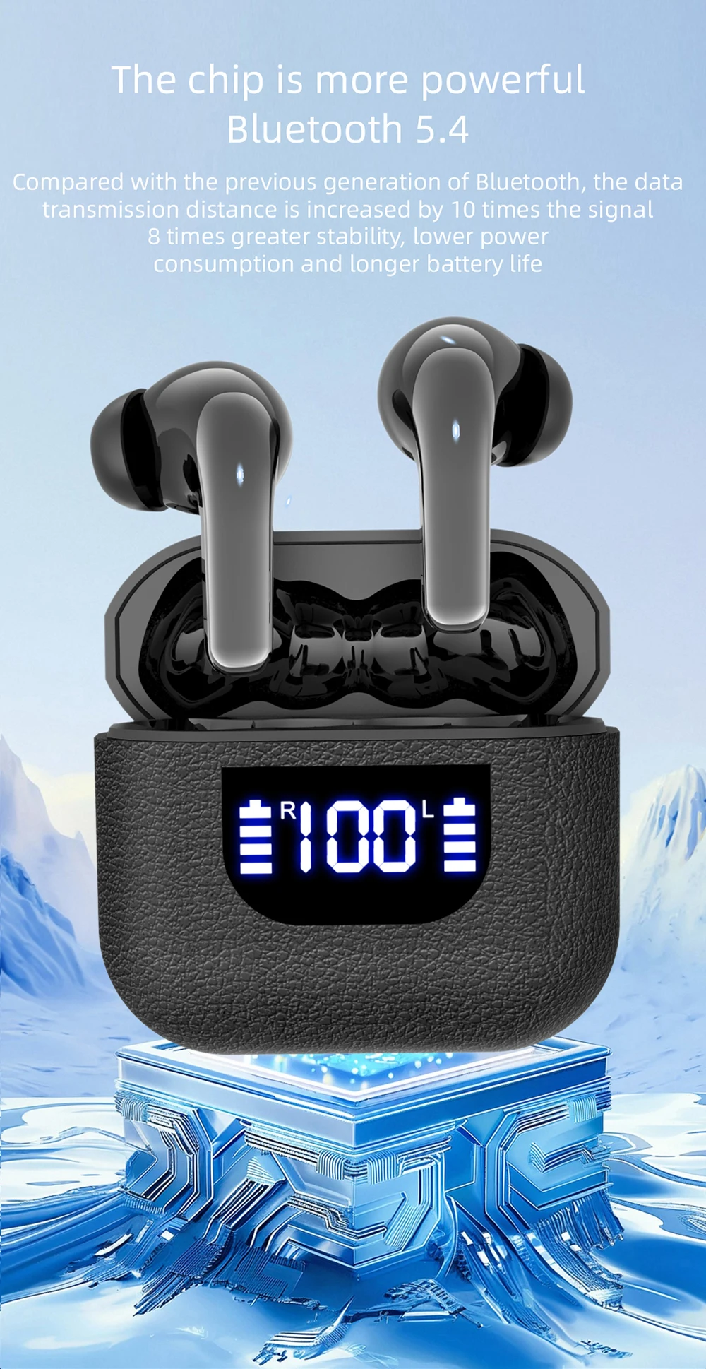Kabellose Kopfhörer, True Wireless Earbuds, 60 Stunden Wiedergabezeit, Ohrhörer mit kabelloser Ladestation, In-Ear-Ohrhörer mit Mikrofon – Detail 9