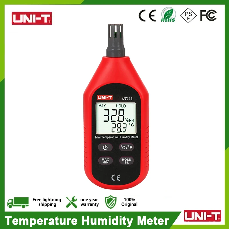 UNI-T UT333/UT333BT Mini Temperature Humidity Meter Light weight ergonomic design user-friendly interface MAX/MIN modes