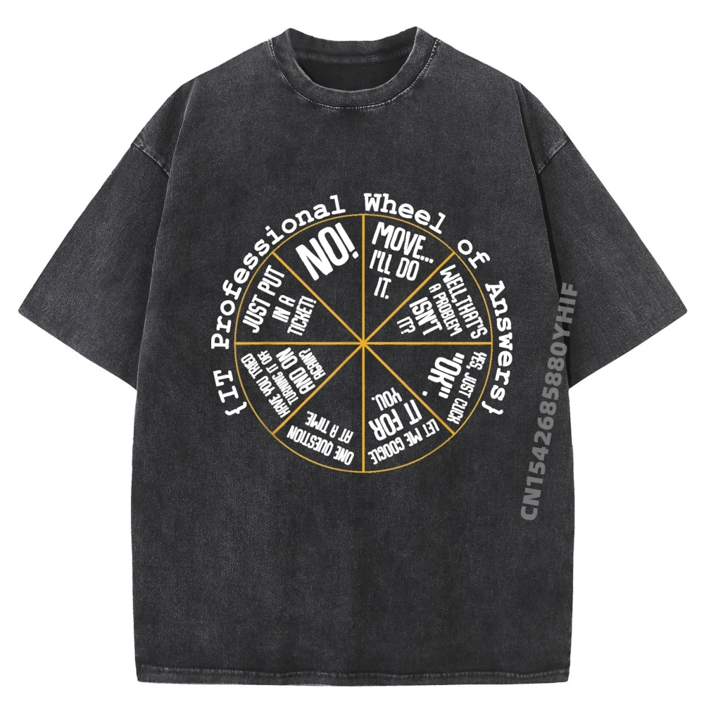 

Профессиональная забавная футболка с рисунком «Колесо ответов», топы и футболки со скидкой, рубашка с принтом, мужская свободная стираная одежда