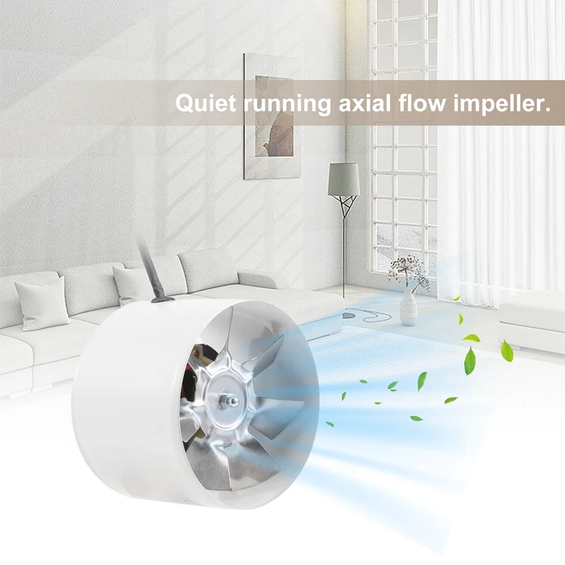 ABHU-ventilador de conducto en línea de 220V, ventilador de escape de refuerzo, Ventilación de refrigeración de aire, blanco