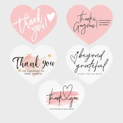 30pcs 6*7cm Heart Shaped Pink Thank You Card Gift Card Holiday Wedding Packaging Card Bouquet Decoration Store Packaging