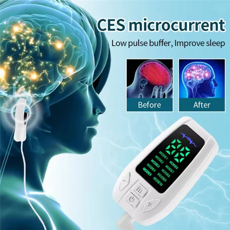 

【Купитье】Устройство для помощи во сне, 10 режимов, микротоковый инструмент CES для бессонницы, тревоги, депрессии, спальный аппарат, быстрый сон