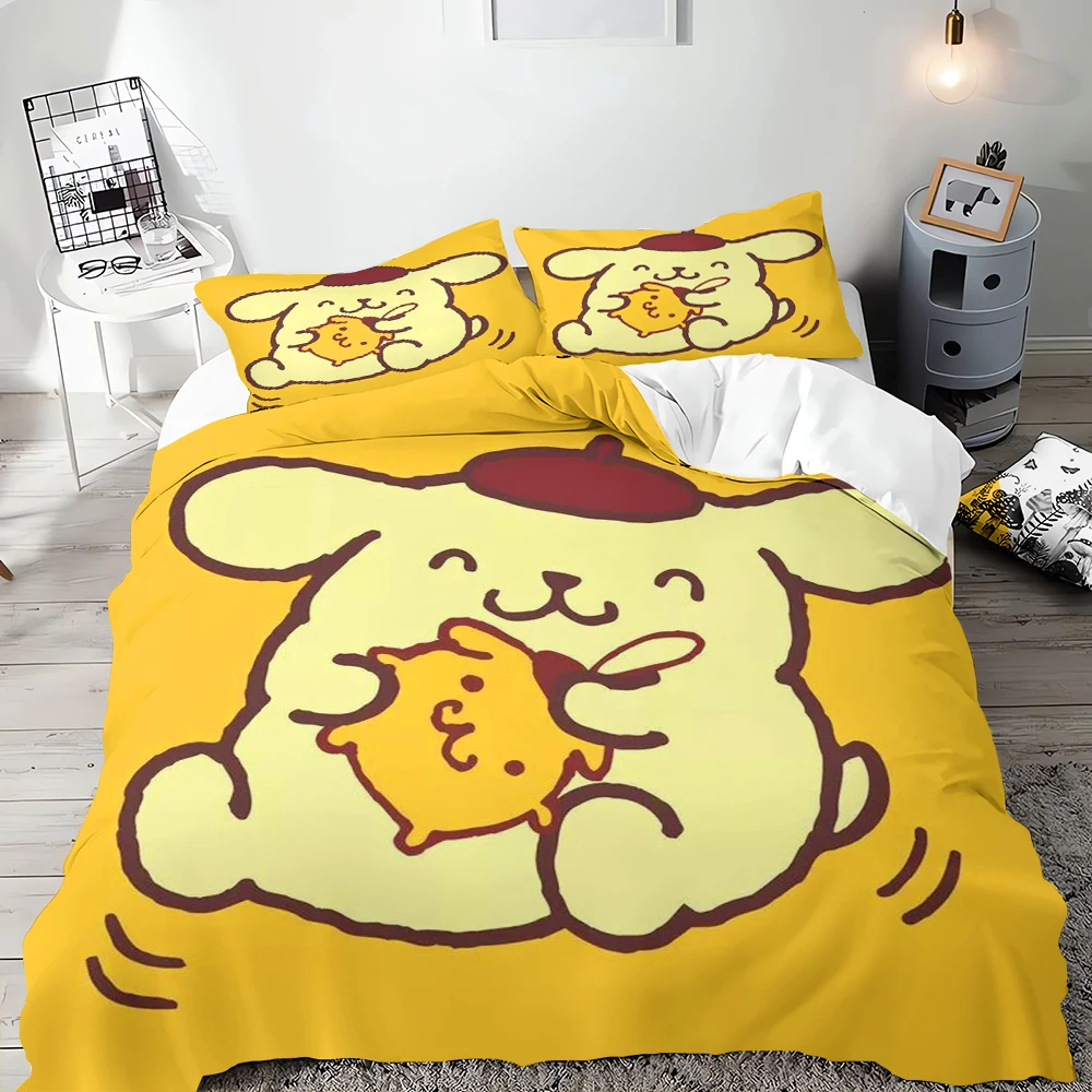 

Duvet Cover Pompompurin Pillowcase Quilt Cover Needlework Bedding, Single Bed Double Bed Extra King Size Full Size Bedding Set