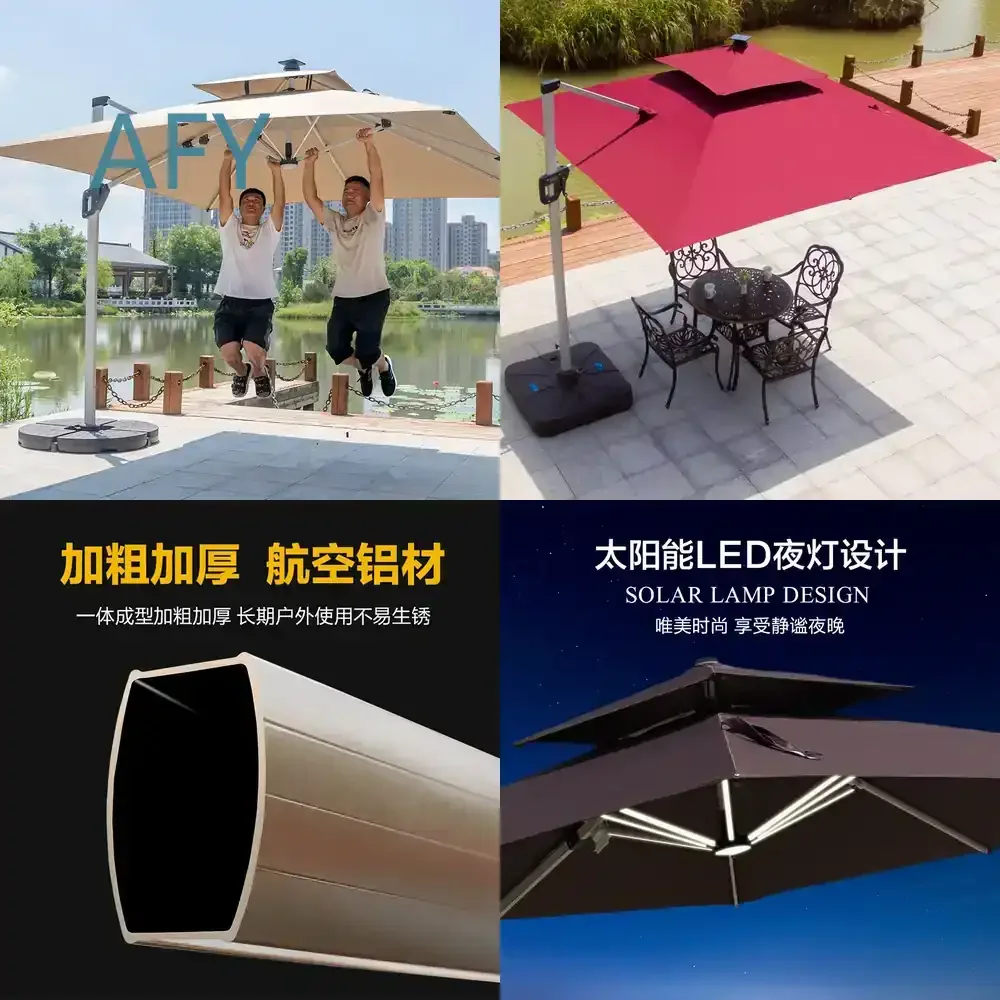 Outdoor Parasol for Villa Garden Balcony Awning Stand Large Roman Umbrella Sun Shade Canopy UV Protection Weather Resistant