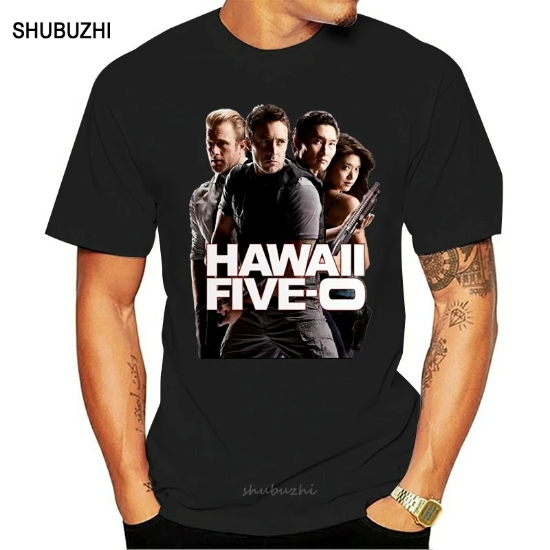 funny t shirts Flesiciate Men Hawaii Five 0 Poster Design T-Shirts Men Casual Printed T-Shirt