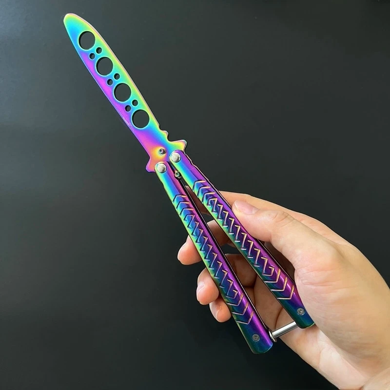 1 pçs faca de prática ao ar livre dobrável borboleta pente faca ferramenta modelagem aço inoxidável para iniciante borboleta csgo balisong