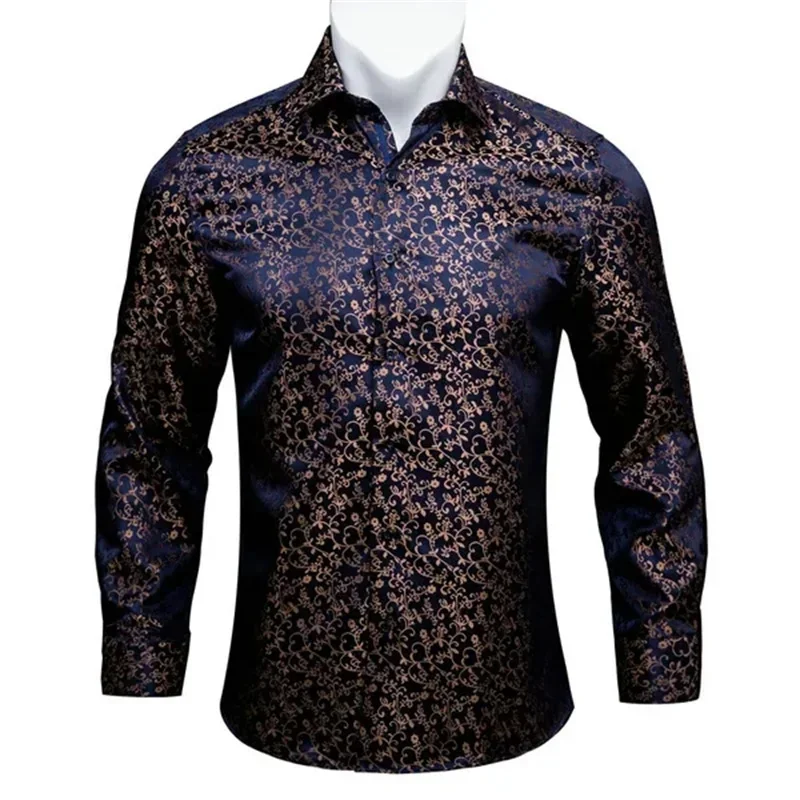 Luxury Wine Green Paisley 3D Printing Shirts Men Long Sleeve Casual Flower Shirts For Men Slim Fit Dress Shirt Tops Clothing Tee