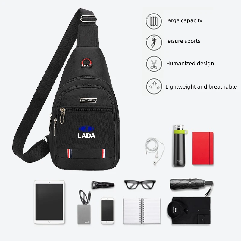 Men Oxford Cloth Chest Bag Handbag Waist Bag Crossbody Bag Headphone Cable For Lada Vesta Niva Samara Kalina Largus Priora Xray