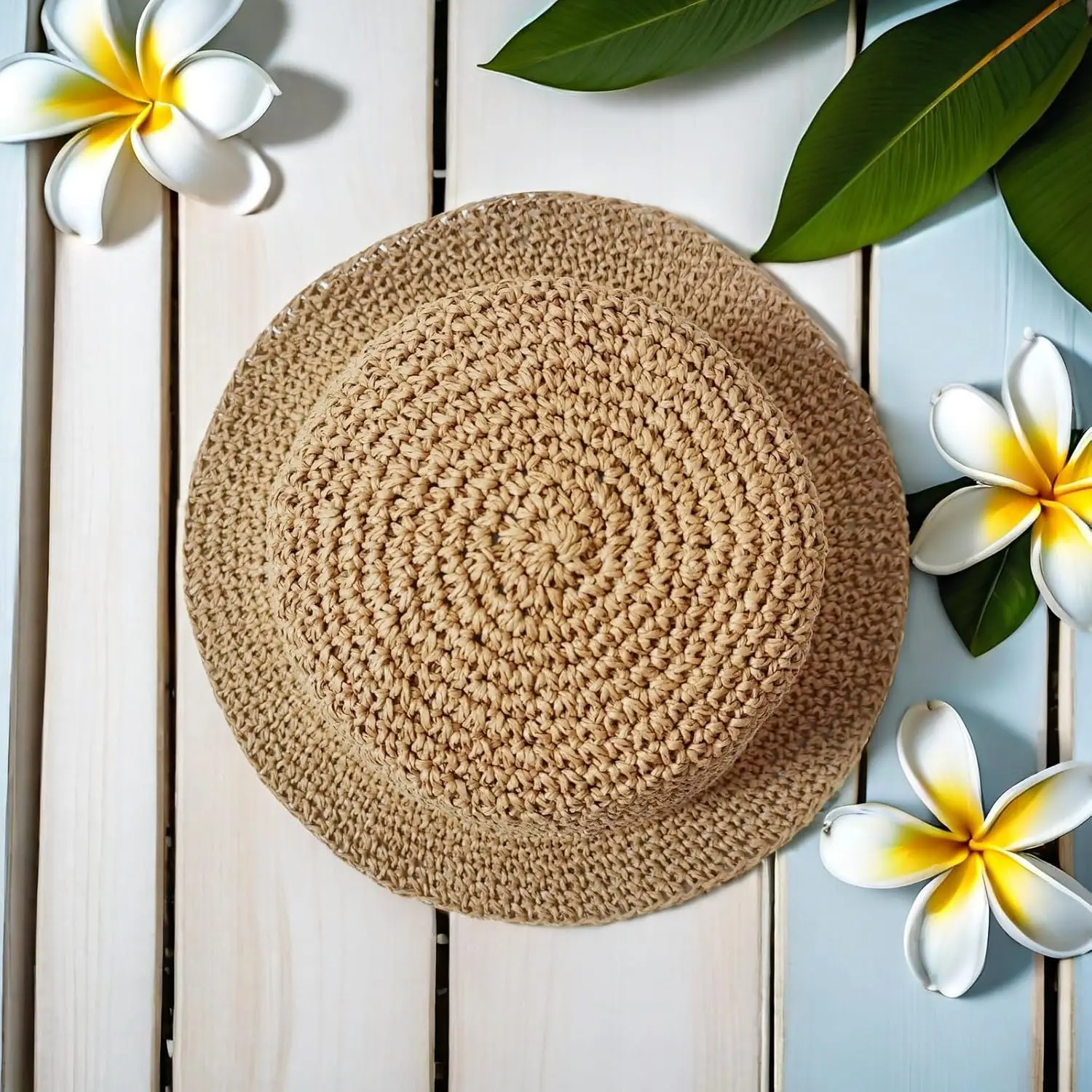 Floppy Big Beach Straw Hats for Women Foldable Summer Wide Brim Packable Sun Hat Womens Travel Straw Fedora Hat