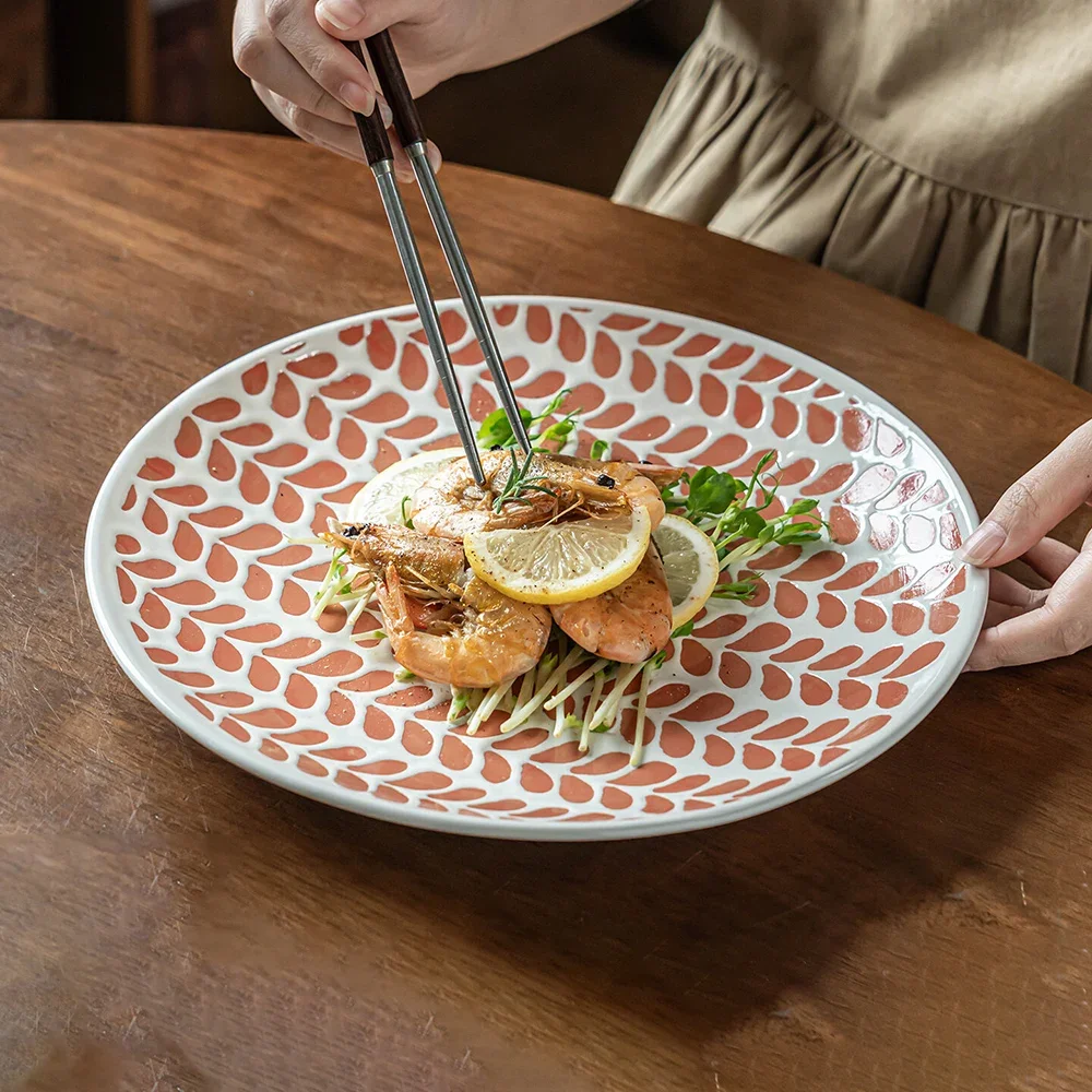 Creative Ceramic Plate Vintage Contrast Color Pattern Delicate Porcelain Tableware Afternoon Tea Dessert Fruit Salad Side Plates