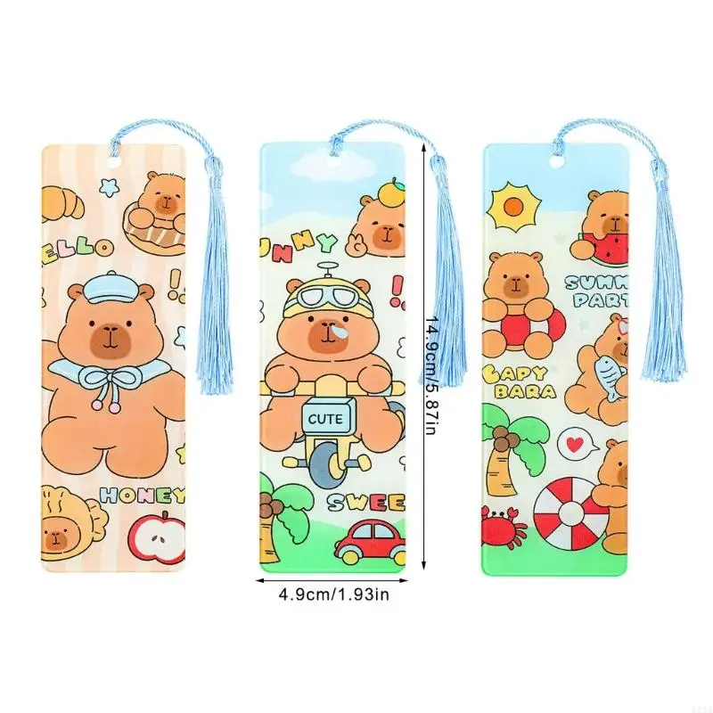  Cartoon Capybara Bookmarks Lovely Book Markers Reading Bookmarks with Tassels